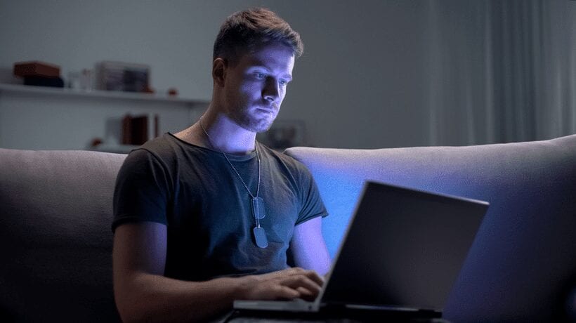 man in computer gi bill compare