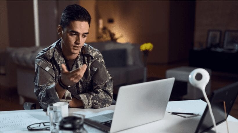 man with computer check gi bill benefit status